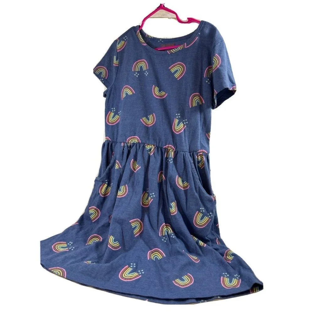 Cat & Jack Girls Blue Rainbow Dress Size M 7/8